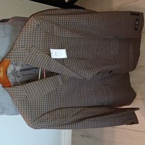 HART SCHAFFNER MARX MENS Blue Brown Chicago Style Sport Coat Blazer Jacket 43L